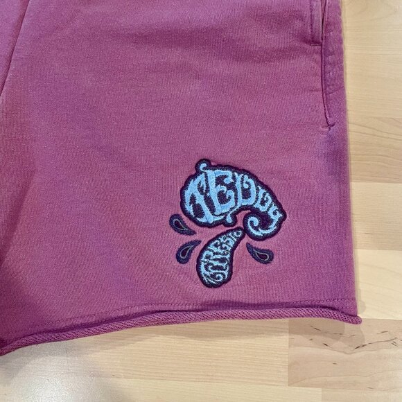 Teddy Fresh Unisex Purple-Pink Sweat Shorts with Paisley Embroidery size XS - Picture 2 of 8